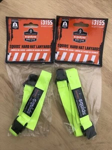 Ergodyne SQUIDS 3155 2 Hard Hat Lanyard w/ Clamp,Elastic,Lime - Picture 1 of 2