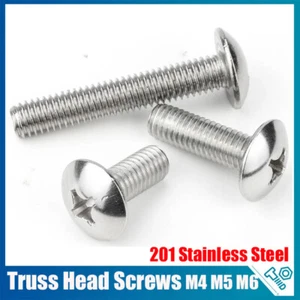 Phillips Mushroom Head Screw 201 Stainless Steel Flat Tail Machine Screw M4 M5M6 - Picture 1 of 25