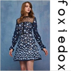 FOXIEDOX FELICIA 3D VESTIDO MANGA LARGA NUEVO CON ETIQUETAS NUEVO Azul Floral Flor Encaje 8 $260 - Imagen 1 de 12