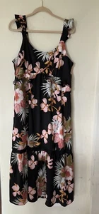 Sofia Jeans by Sofia Vergara Ruffle Sweetheart Midi Dress Womens Size XL Floral - Picture 1 of 11