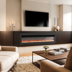 50" Elektrokamin Wandkamin Einbaukamin Standkamin mit Heizung 9 Farbmodi 1800W - Bild 1 von 12