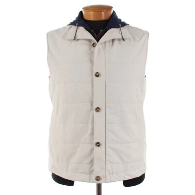 Chaleco con Capucha Luciano Barbera Nuevo con Etiquetas Mezcla de Algodón Talla 50 (M EE. UU.) en Beige Sólido Foto 1 de 4