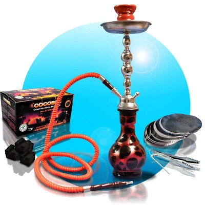Shisha Wasserpfeife Hookah rot SET + Zubehör wählbar Leo 44,5cm Schlauch WP14RT - Bild 1 von 3