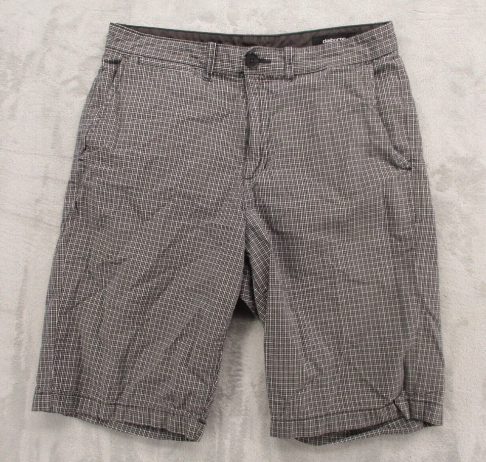 Claiborne Chino Shorts Men's 30 Tan Black Gray Plaid 100% Cotton - Image 1 of 4