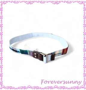 Baby Gap Madras karierter 1" breiter brauner Ledergürtel Größe 2-5 Jahre neu mit Etikett - Bild 1 von 6