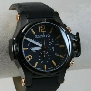 NEW Renato T-Rex Gen. II Aviator Men's Watch, Swiss Ronda 5040D, Black/Black IP - Picture 1 of 10