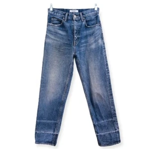 Moussy Vintage Orin JW Tapered Straight Leg High Waist Distressed Denim Jeans 25 - Picture 1 of 11