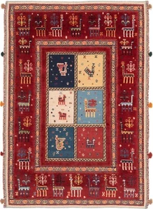 Nimbaft Tissé à la Main Tapis de Perse 118x83 cm-Nomadic, Orient, Tapis, ,Rouge - Imagen 1 de 10