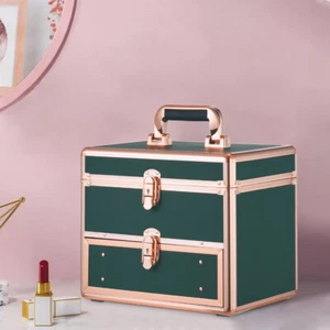 Lockable Vanity Travel Case Makeup Train Case Makeup Box with Mirror&Drawer - Picture 1 of 18