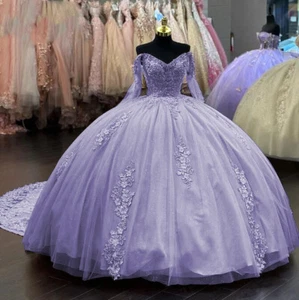 Princess Quinceanera Sweet 16 Dresses Off Shoulder Pageant Prom Party Ball Gowns - Picture 1 of 21