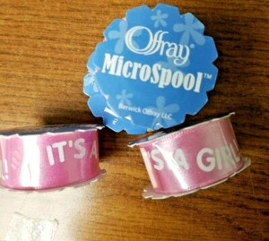 16 feet Baby Cool Pink It's a Girl Handprint Satin Ribbon 5/8"W - Picture 1 of 5