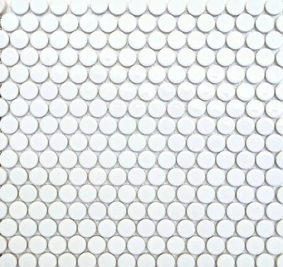 Azulejo de pared y piso de mosaico de porcelana redondo rosa, blanco Foto 1 de 4