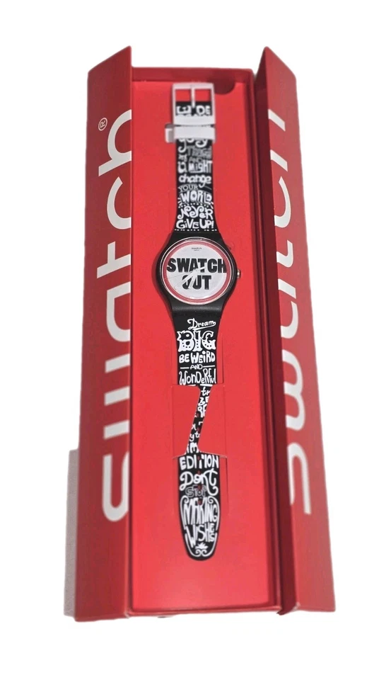 Swatch out SUOB160 Analog Dial White Loops Black Silicone Band Watch