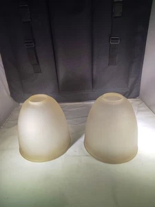 Antiker klarer Milchglaskuppel Glas Ersatzschirm 2er Set - Bild 1 von 9