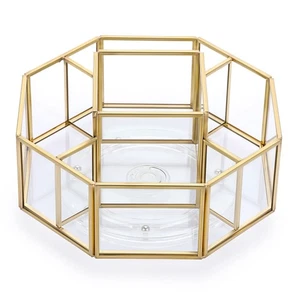Hipiwe 360 Grad drehbarer Glas Make-up Organizer - 5 Fächer Gold Metall Kosmetik... - Bild 1 von 6