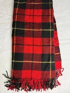 ABERDEEN Made In Italy red plaid WOOL Fringed Throw Blanket 60 x 56 - Picture 1 of 2