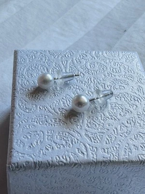 Par de brincos de pérola de ouro 14K - Imagem 1 de 2