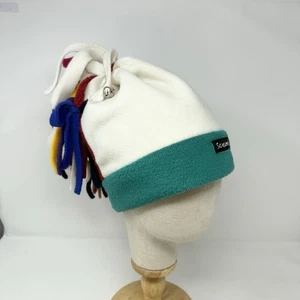 VTG Screamer Fleece Hat Cap Beanie Polartec USA Snowboard 90's Y2K Bell Fringe - Picture 1 of 8