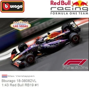 FORMULA 1 RED BULL RB19 N.1 MAX VERSTAPPEN 2023 LAS VEGAS GP 1:43 BURAGO - Foto 1 di 1
