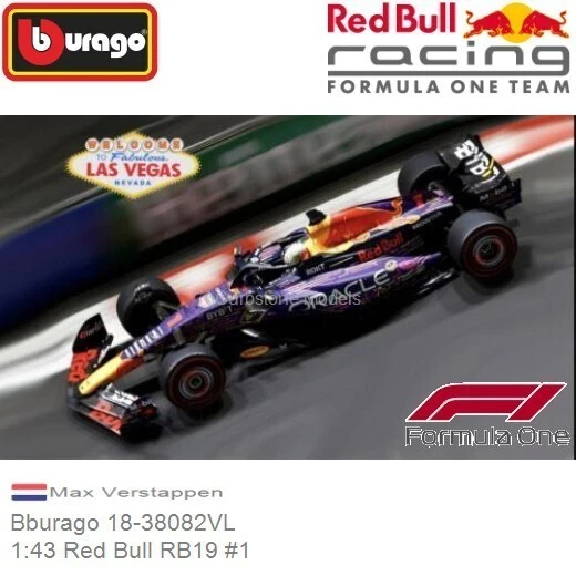 FORMULA 1 RED BULL RB19 N.1 MAX VERSTAPPEN 2023 LAS VEGAS GP  1:43 BURAGO - Immagine 1 di 1