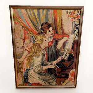 Marco grande vintage años 70 Royal Paris punta de aguja Renoir niñas en piano 23 x 30 - Imagen 1 de 5