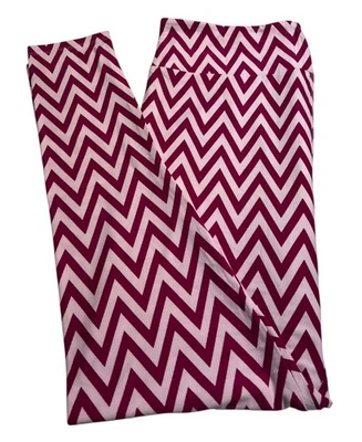 LuLaRoe Leggings TC2 Tall Curvy 2 PINK Colorful CHEVRON Unicorn Zig Zag Casual - Image 1 of 4