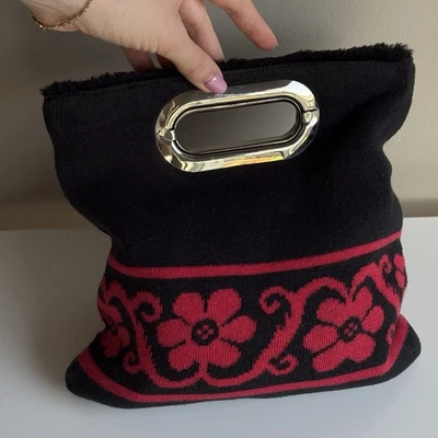 Mini bolsa Sonia Rykiel vintage dia e noite pele sintética malha floral anos 2000 - Imagem 1 de 4