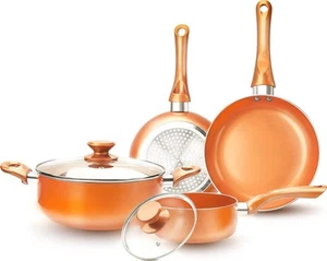 FRUITEAM 6-piece Nonstick Kitchen Cookware Set, Ceramic Coating Cooking Stock / - Picture 1 of 12