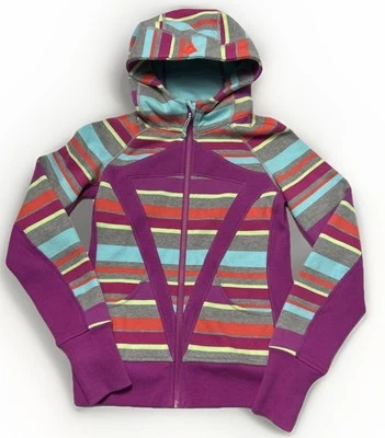 Ivivva Lululemon Niñas Brillantes Rayas Chaqueta con Capucha Sudadera Talla 14 Preciosa Foto 1 de 4