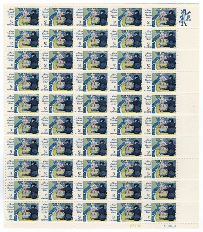 Scott #1322 Mary Cassatt Sheet of 50 Stamps - MNH P#28792-28809 LR - Image 1 of 1