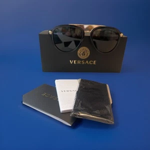 Versace Glam Medusa Aviator Sunglasses Black Polarized Grey VE4341 GB1/87 (V4S7) - Picture 1 of 2