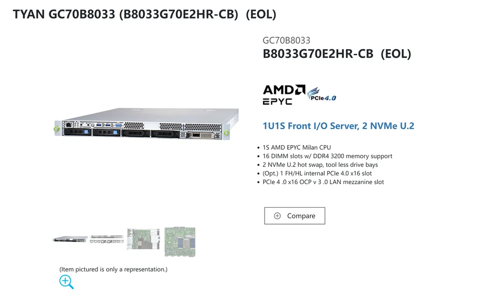 AMD EPYC 7513+TYAN GC70B8033 (B8033G70E2HR-CB) 1U server - Image 1 of 2