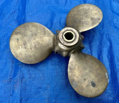 RARO 1924 Antiguo Latón 3 Hojas Barco Hélice Propulsor 16" Pieza Única Foto 1 de 4