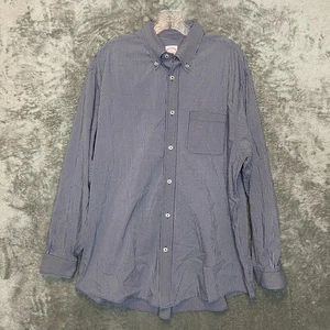 Brooks Brothers Shirt Men XL Blue Gingham Checkered Madison Fit Cotton Blend - Picture 1 of 11