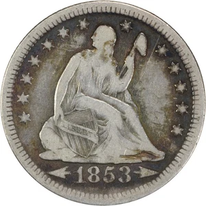 1853 Liberty Seated Silver Quarter Arrows and Rays VF Uncertified #304 - Picture 1 of 2
