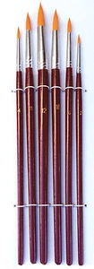 6 Round BRUSH SET - Oil Watercolor Acrylic Artist Painting Fine Point Detail rb - Picture 1 of 1