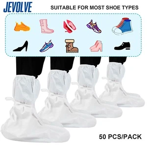 2PCs (1Pair) Disposable Medical Grade Non-Slip PP+PE High Knee Shoe & Boot Cover - Picture 1 of 7