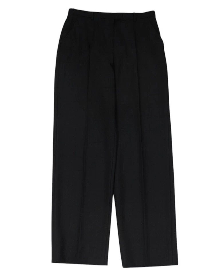 Armani Colliezoni Womens  Windowpane Size US 8 IT 44 Black Wool Wide Leg Pants - Image 1 of 4