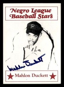Mahlon Duckett 1986 Fritsch Negro League Baseball authentic autographed card