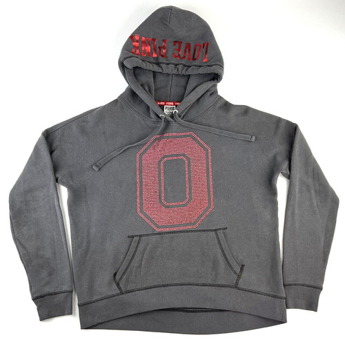 UNDERCOVER Felpa con cappuccio Victorias Secret rosa strass Bling Ohio State Buckeyes grigia donna S