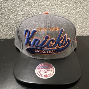 New York Knicks Hat Mitchell And Ness Grey Black Snapback