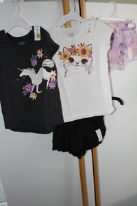 4 PC SET Girls Size 5 Jumping Beans Tops Shorts Lot NEW NWT Fox Unicorn - Picture 1 of 5