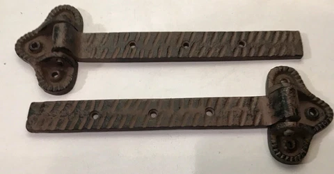 2 HDuty 9 1/2" Vtg Style New Repro Strap Hinges Cast Iron Door Gate Shed Cabinet Cover
