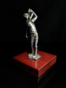 Royal Selangor Pewter and Gold Plated Golfer Statue with wood base - Picture 1 of 12