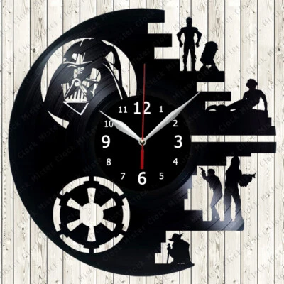 Reloj de pared disco vinilo Star Wars decoración hecho a mano 313 Foto 1 de 4