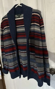 Ralph Lauren Jeans Red White Blue Stripe Southwest Cardigan L Western Sweater - Picture 1 of 7