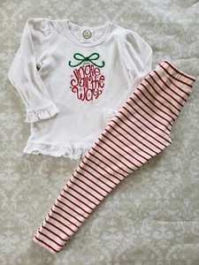 Blanks Boutique Hanna Andersson 120 6-7 Monogram Applique Christmas Shirt Pants - Picture 1 of 6