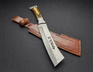 CUSTOM HANDMADE 20 INCHES DAMASCUS STEEL HUNTING VIKING MACHETE COMBAT SWORD - Picture 1 of 4