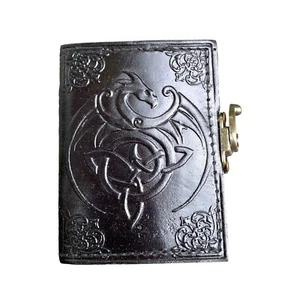 Witchy Book of Shadows Black Dragon Grimoire Handmade Leather Journal Spell Book - Picture 1 of 12