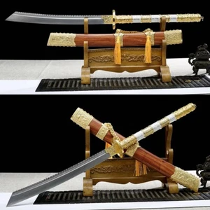 Exquisites Kangxi Kaiser Säbel Breitschwert Schwert geschmiedet gefaltete Stahlklinge scharf - Bild 1 von 10